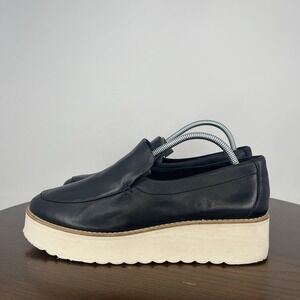 Vince Zeta Loafers Shoes Women's 8.5 M Black Leather Comfort Platform Slip On‎